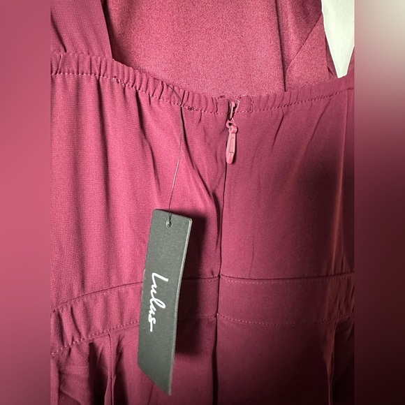 Lulus Burgundy Cross Strap Fit & Flare Dress Size Small NWT - Picture 6 of 9
